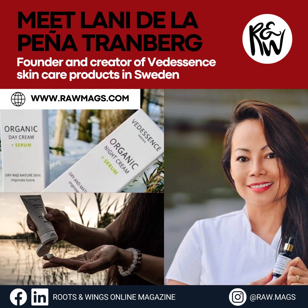 🇸🇪👩🏻‍🔬 Meet Lani De La Peña Tranberg, founder &amp; creator of Vedessence skin care products in Sweden. 

Find out more about Lani the company 👇🏽
rawmags.com/single-post/la…