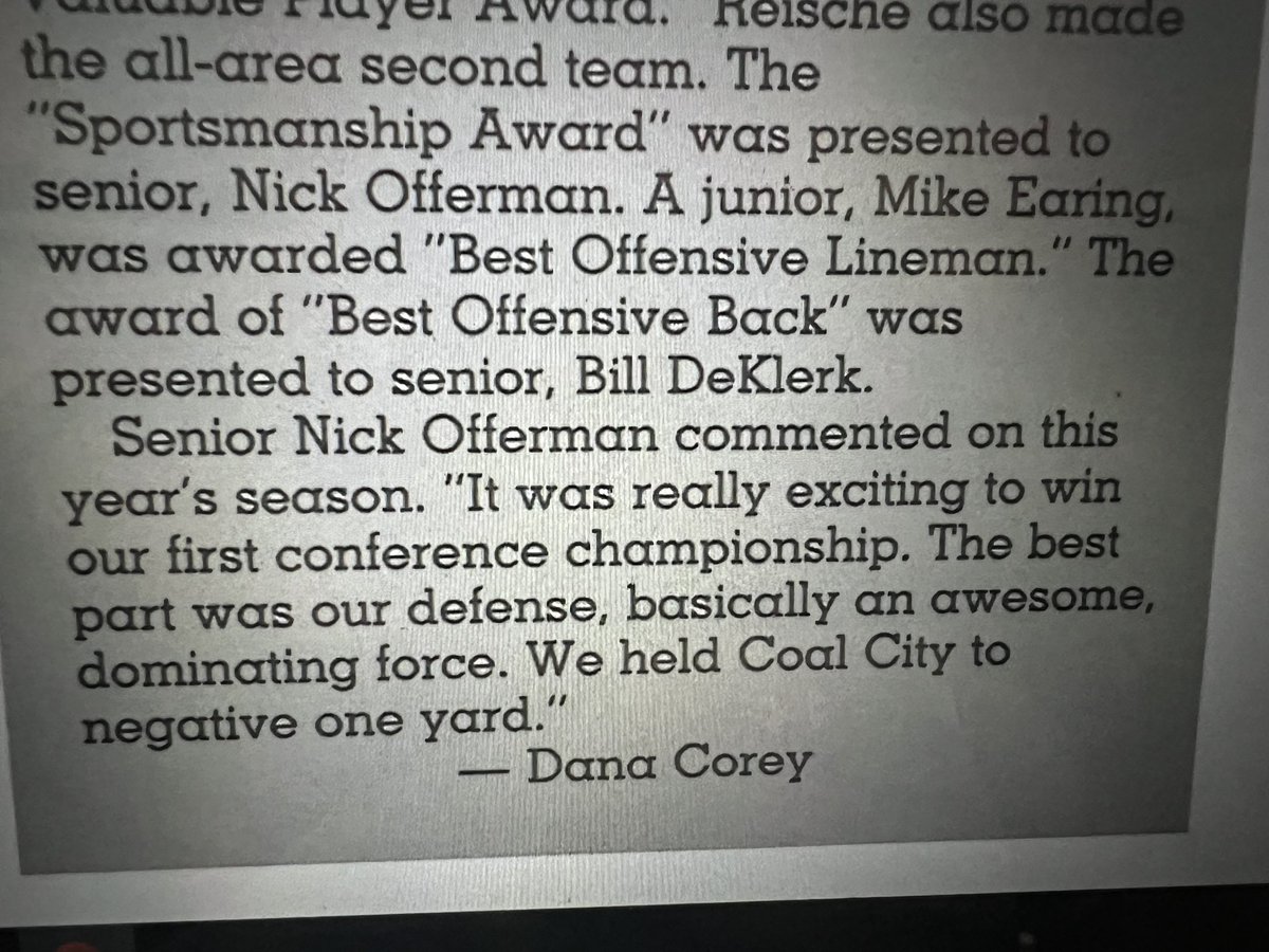 Nook_Bloodline's tweet photo. Shout out to @Minooka_Indians alum and 1987 Sportsmanship award winner @Nick_Offerman 

Member of the first conference championship team! 

The Bloodline acknowledges you! ☝🏻 https://t.co/YVrjdsszTH