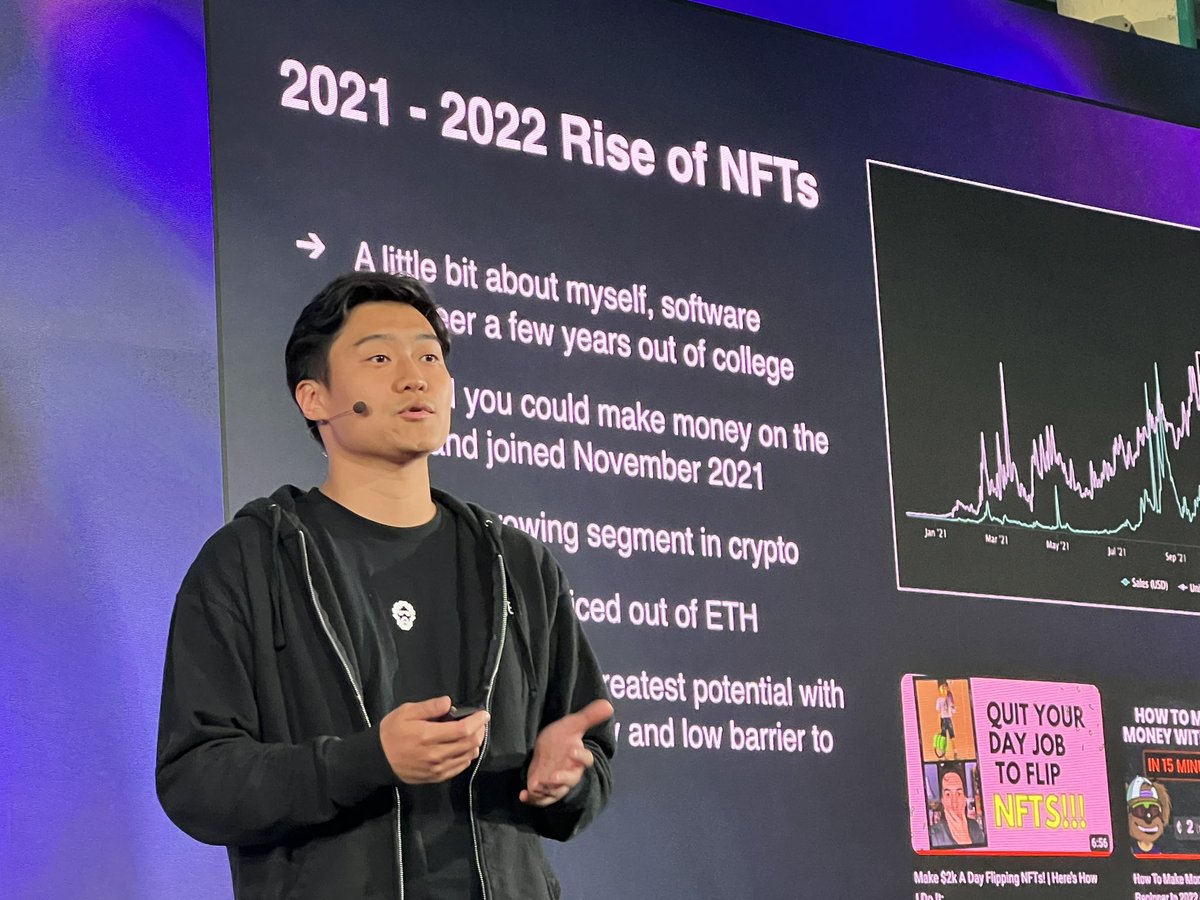 tranc3y's tweet image. The @solsniperxyz founder rocking @DeGodsNFT merch and PFPs for his NFT talk 

Solana 🤝 Degods still represented