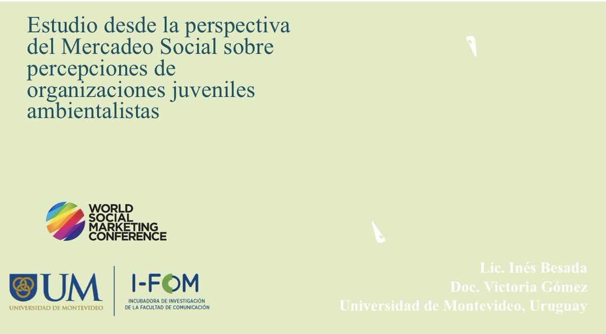 Comunicación UM (@comunicacionum) on Twitter photo Hoy la profesora de <a href="/UMC4D/">C4D en la UM</a> Inés Besada <a href="/inesbp/">Inés Besada</a> presenta hallazgos del diálogo con organizaciones juveniles de Uruguay en la Conferencia Mundial de Social Marketing <a href="/WSMConference/">WorldSocialMarketing</a> (Cali), de la que es co-organizadora como miembro de <a href="/LAMSO_org/">LAMSO</a>. Hoy la profesora de <a href="/UMC4D/">C4D en la UM</a> Inés Besada <a href="/inesbp/">Inés Besada</a> presenta hallazgos del diálogo con organizaciones juveniles de Uruguay en la Conferencia Mundial de Social Marketing <a href="/WSMConference/">WorldSocialMarketing</a> (Cali), de la que es co-organizadora como miembro de <a href="/LAMSO_org/">LAMSO</a>.