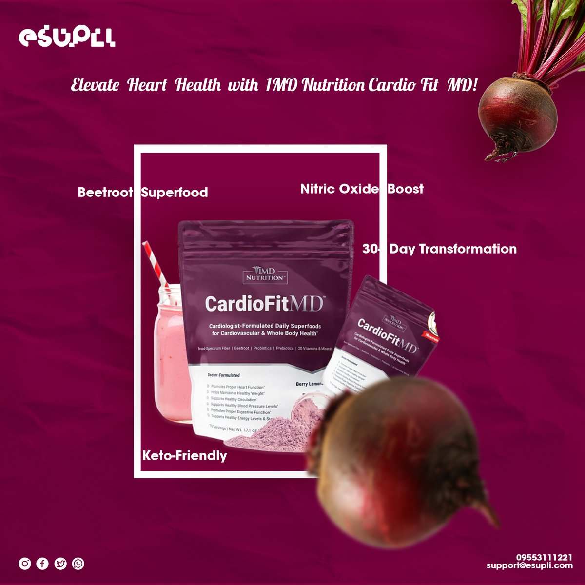 Your heart's best friend in a scoop. Simple, effective, and focused on results.
esupli.com/products/1md-n…
.
.
.
#esupli #1MDNutrition #hearthealth #beetrootmagic #healthyheart #nitricoxide #SuperFoodSupplement #ketofriendly #vegansuperfood #DietaryHealth #HealthJourney