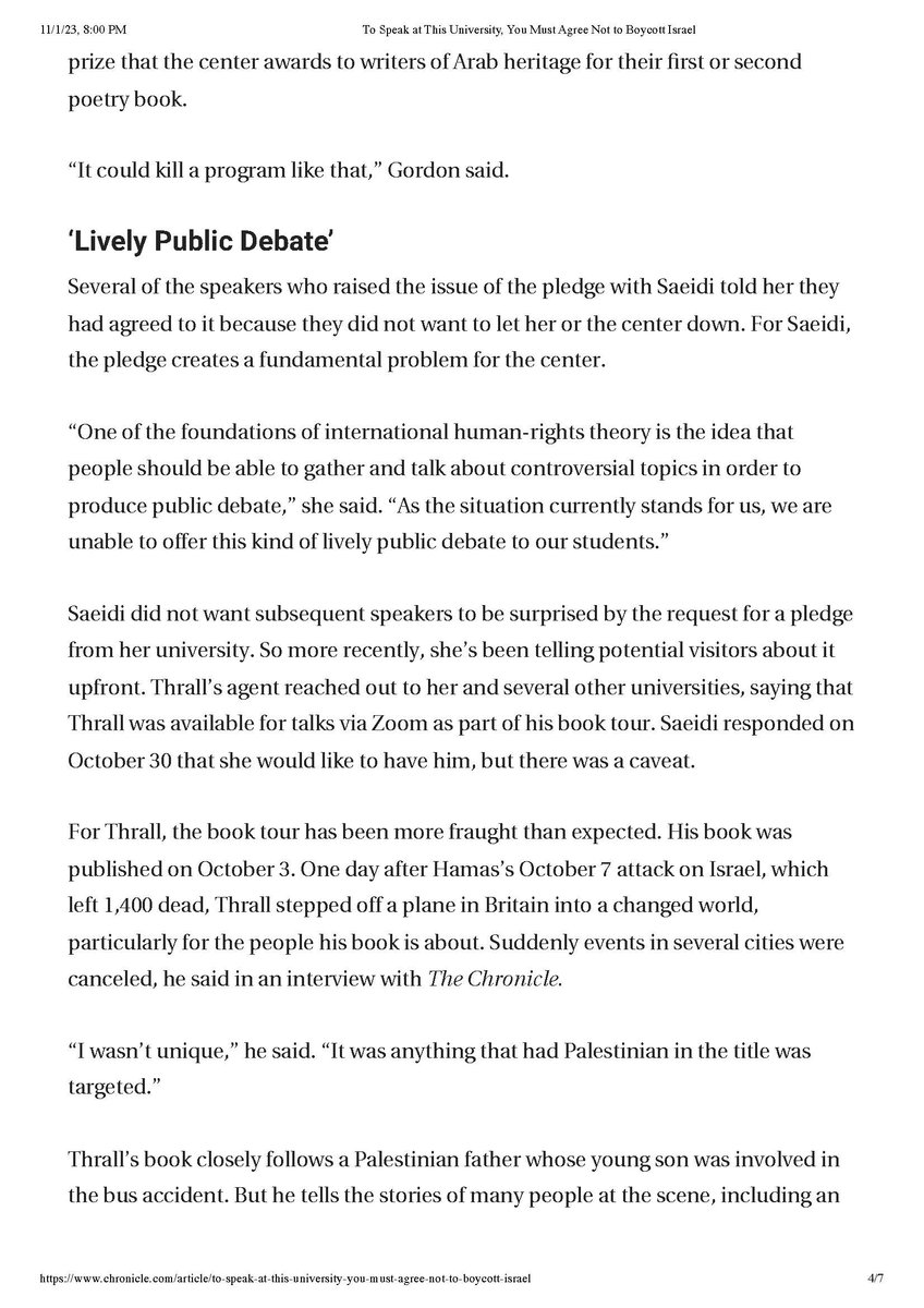 AcaforPalestine's tweet photo. "To Speak at This University, You Must Agree Not to Boycott Israel": Important article in Chronicle of Higher Education on pressure on academics in many US states to sign a pledge promising they will not boycott Israel before they are allowed to speak at university events https://t.co/ryIxOuHPpT