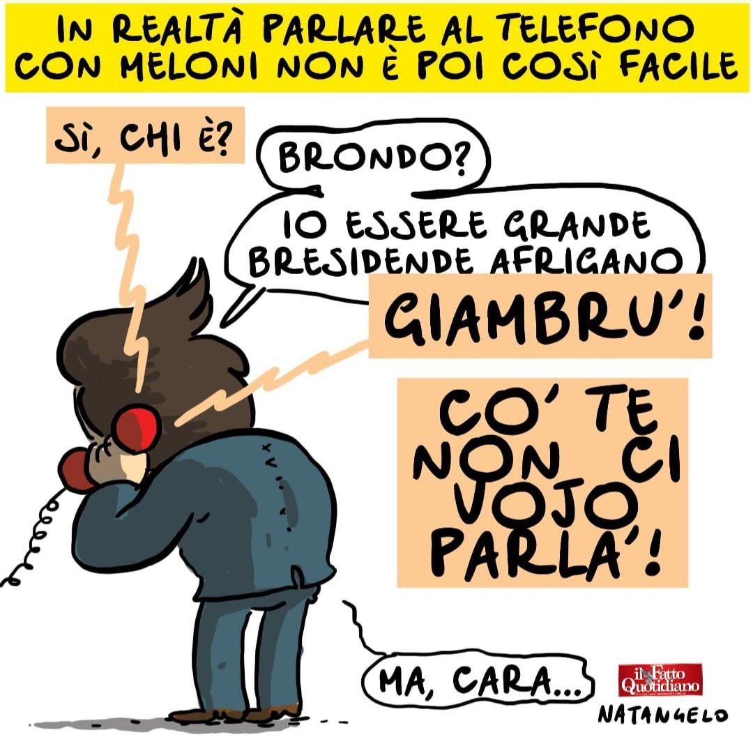 Piange il telefono - la mia vignetta per la prima pagina de Il Fatto Quotidiano oggi in edicola! #meloni #giambruno #telefono #scherzo #russia @fattoquotidiano #vignetta #fumetto #memeitaliani #umorismo #satira #humor #natangelo