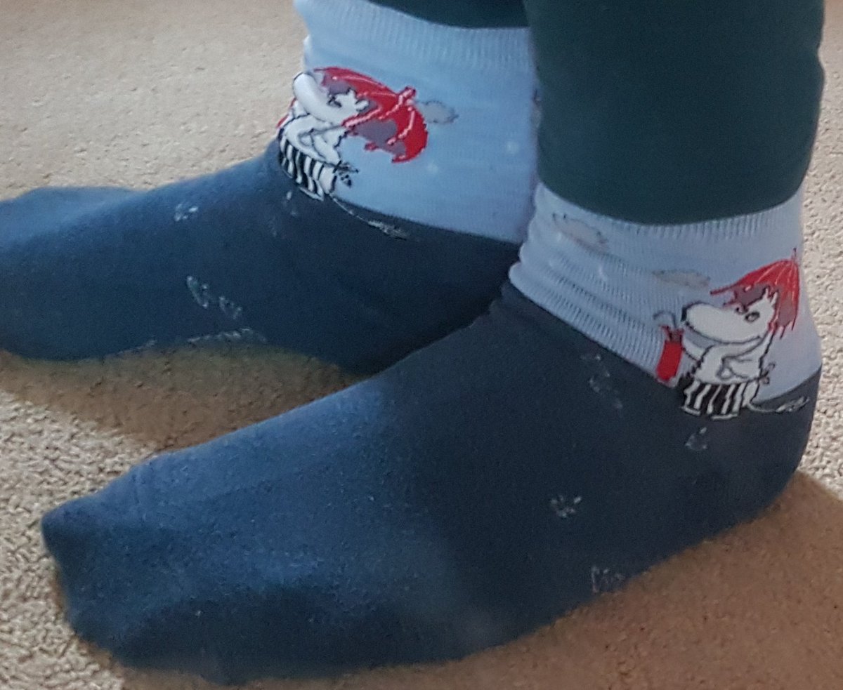 theliterarypig's tweet photo. I'm ready for a stormy day here in West Sussex with my Moomin socks. For @LouiseMangos & @angelreadman #LoveSocks #Moomins https://t.co/SceE8H5L26