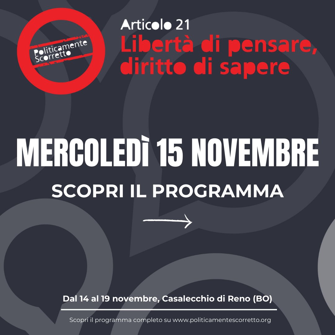 PolScorretto's tweet photo. Scopri il programma di 𝐦𝐞𝐫𝐜𝐨𝐥𝐞𝐝𝐢̀ 𝟏𝟓 𝐧𝐨𝐯𝐞𝐦𝐛𝐫𝐞 👇
@avvisopubblico @Becco_Giallo @editricecarabba, @masomasetti @marcobova 
🔴Il programma completo su https://t.co/gkyR6CPfib https://t.co/jLEcz8veXm