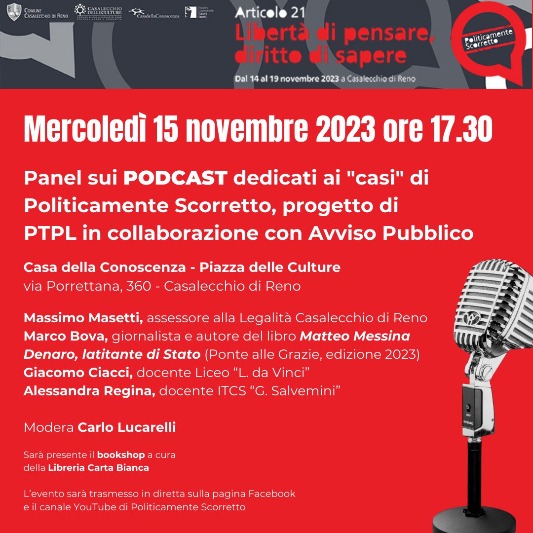 PolScorretto's tweet photo. Scopri il programma di 𝐦𝐞𝐫𝐜𝐨𝐥𝐞𝐝𝐢̀ 𝟏𝟓 𝐧𝐨𝐯𝐞𝐦𝐛𝐫𝐞 👇
@avvisopubblico @Becco_Giallo @editricecarabba, @masomasetti @marcobova 
🔴Il programma completo su https://t.co/gkyR6CPfib https://t.co/jLEcz8veXm