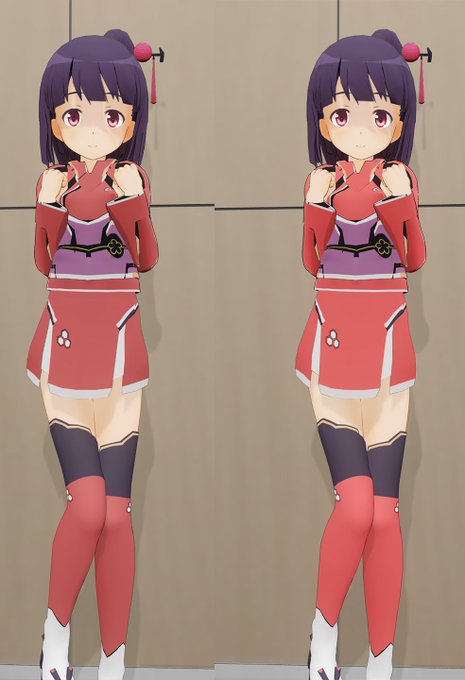 左の赤い状態からゲームのような赤に寄せてみた 