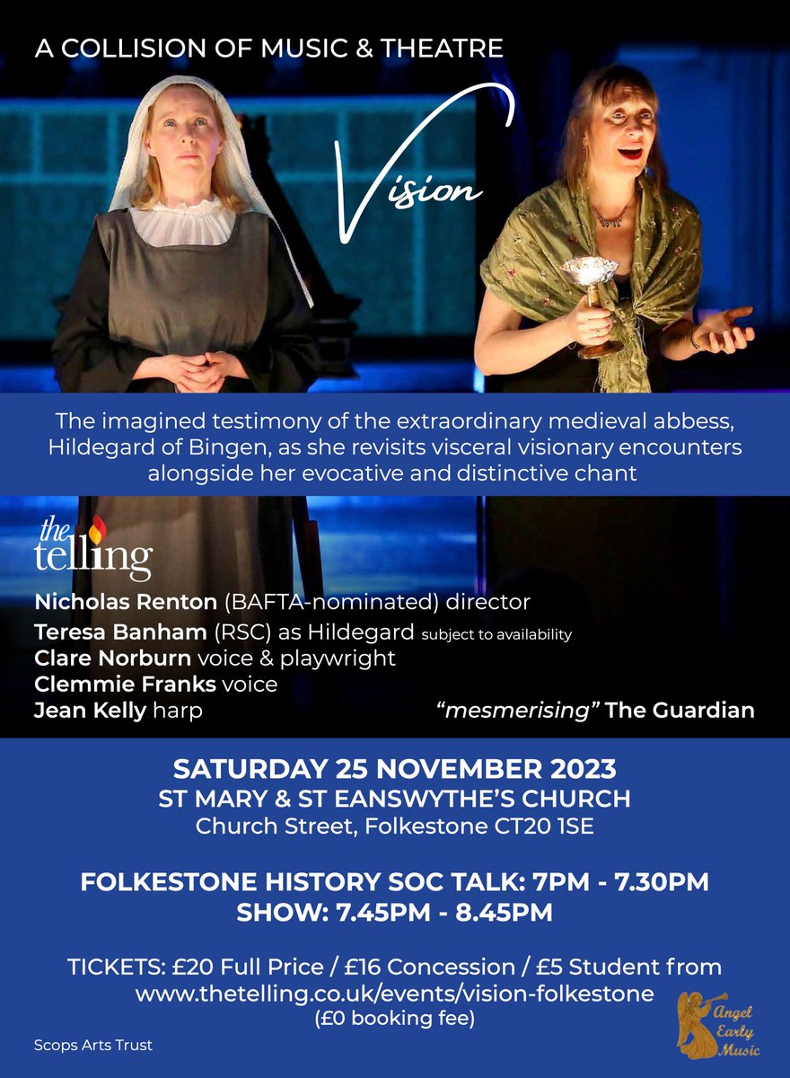 Don't miss this incredible opportunity to see @thetellingmusic perform in our mediaeval church on Saturday 25 November with Vision: the imagined testimony of Hildegard of Bingen. Get your tickets! thetelling.co.uk/events/vision-…