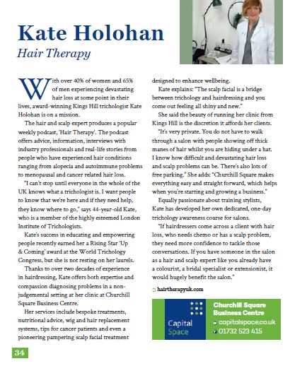 CSBCmanager's tweet photo. We spoke to award-winning trichologist Kate Holohan @HairTherapyUK for the latest feature @CookeReads in #KingsHill Mums magazine. Offering free local promo for  #SmallBusinesses is one of the many benefits of renting #workspace #offices with us.

#NotJustOfficeSpace https://t.co/G1LNadgNtK