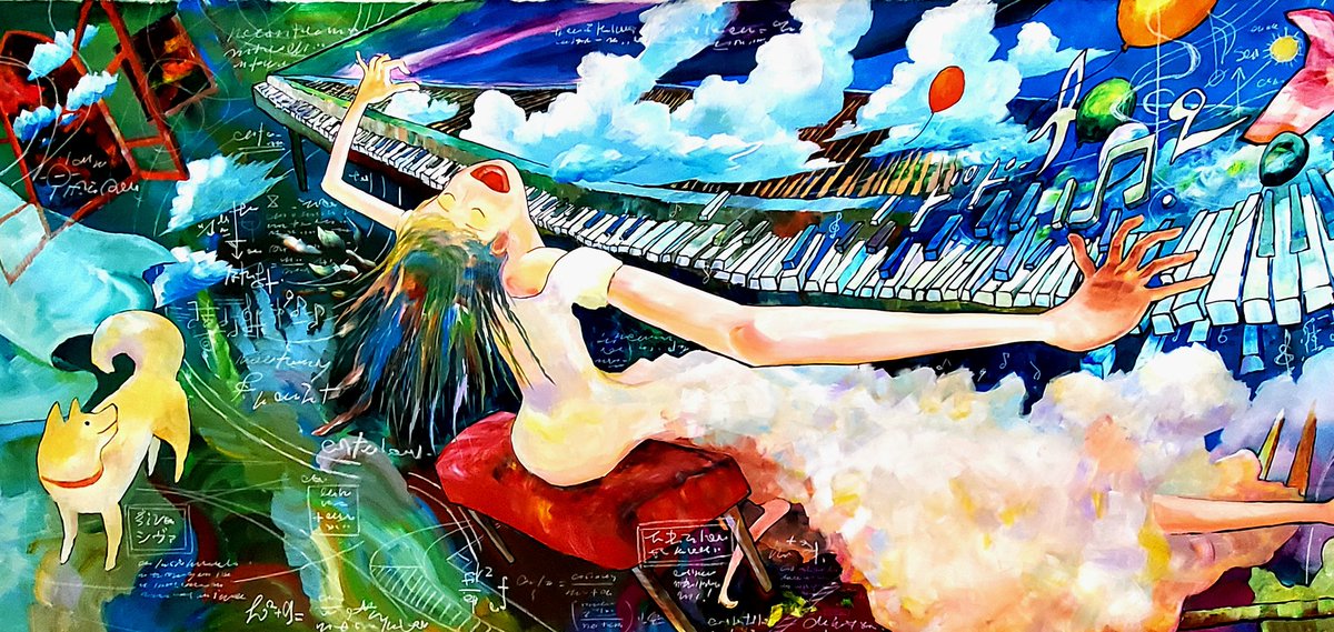 再掲『空想的ピアノ独奏共鳴力学』 #空想絵画物語 #illustration #art