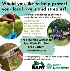Free Training Workshop 2pm Wednesday 15th November at Crox Bottom Nature Reserve #Freetrainingworkshop #protectourwaterways #Naturereserve #BristolAvonriverstrust