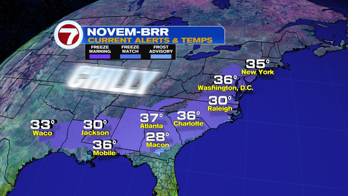 7Weather's tweet photo. OUCH! Chilly morning to our north with freeze and frost alerts in effect. https://t.co/8643p0CN2y