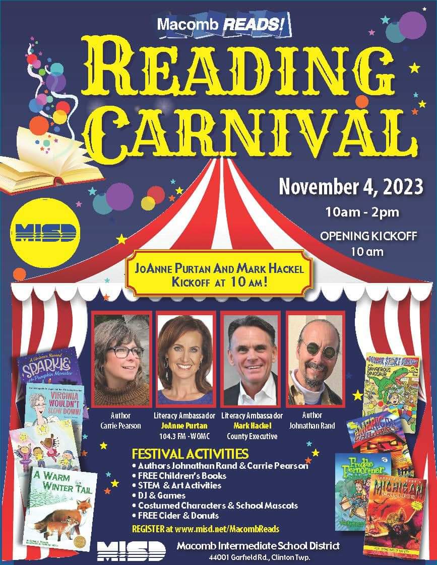 MacombISDELA's tweet photo. 📚 🎪 This Saturday! 🎪 📚
Come join the Macomb Intermediate School District for their 5th annual #MacombReads Festival Saturday, November 4, 2023 from 10am - 2pm. Share the joy of reading and learning together ALL FREE! https://t.co/CxPIACSher https://t.co/2Eoa43sMp7