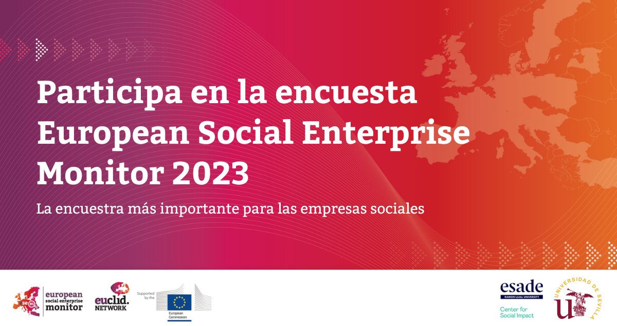 ¿Eres un #emprendedorsocial y quieres influenciar en las futuras políticas públicas europeas sobre tu sector?
Contesta la encuesta del #SocEntMonitor 2023 y ayuda a crecer a tu empresa #social 📈

Participa👉 bit.ly/ESEM23-ES