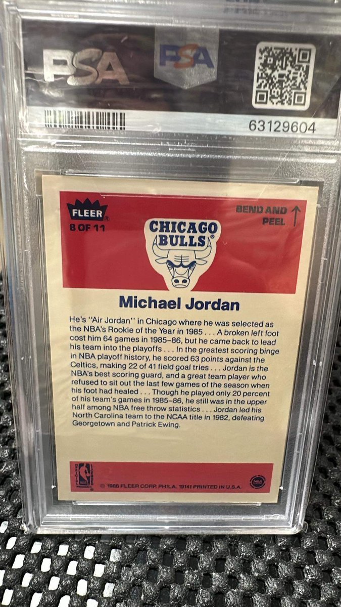 Closing this bad boy at 12pm est. high offer is 3500. Amazing presentation with the centering on this one. Ships overnight on me. Plenty of vouches. Let’s get this baby a new home! <a href="/CardPurchaser/">Card Purchaser</a> 
#michaeljordan #86fleer
#jordanrc #jordanrookie #chicagobulls #sportscards #thegoat