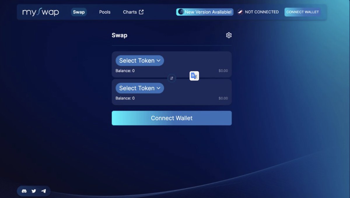Connect wallet  Swap ETH/USDC and back Add liquidity to ETH/USDC poolSwap via mySwap:   Go to@mySwapxyz
