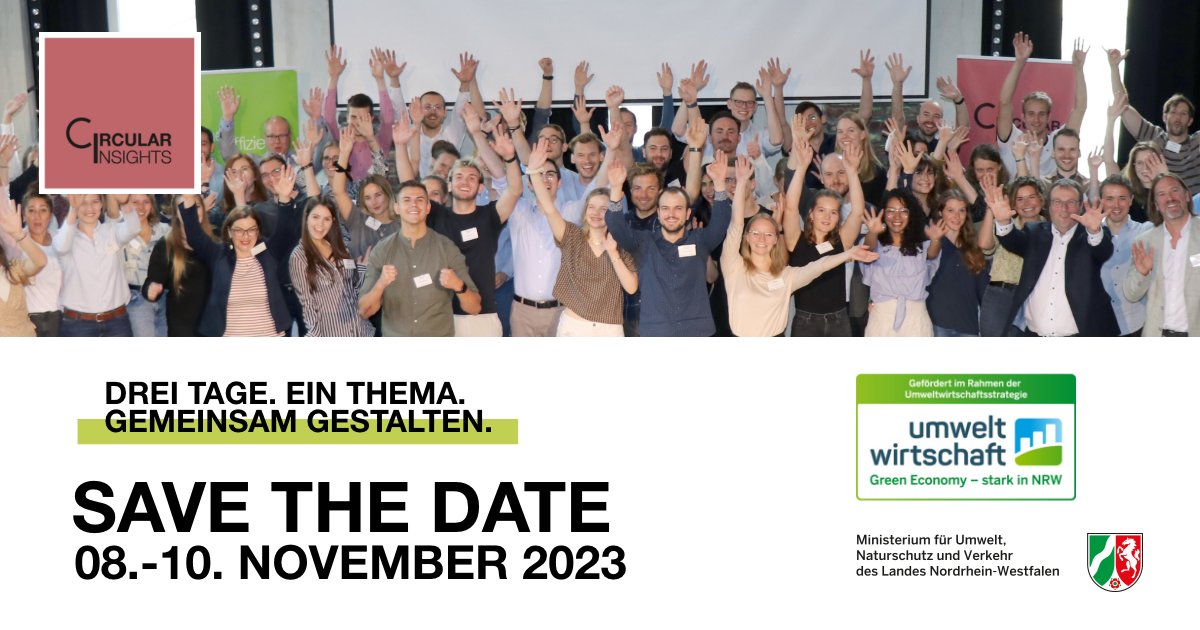 Wupperinst's tweet photo. Wie können wir gemeinsam eine zirkuläre Zukunft gestalten? 
Bei Circular Insights treffen Studierende &amp; Young Professionals vom 8. - 10. Nov. in #Wuppertal auf engagierte Unternehmen und entwickeln gemeinsam Lösungen für die #CircularEconomy.
Sei dabei!
https://t.co/GA8wZO4cAO https://t.co/gGmxHaAGqn
