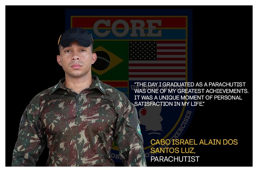 ARMYSOUTH's tweet photo. #FacesOfSouthernVanguard

Cabo Israel Alain Dos Santos Luz, Brazilian Army parachutist 🪂, will be working alongside #USArmy Soldiers during #SouthernVanguard24 #CORE23 in Brasil 🇧🇷

Follow the link for more content from #ExSV24 
https://t.co/DJbrZGYSLQ

@Southcom l @USArmy https://t.co/As2W4vTtoJ