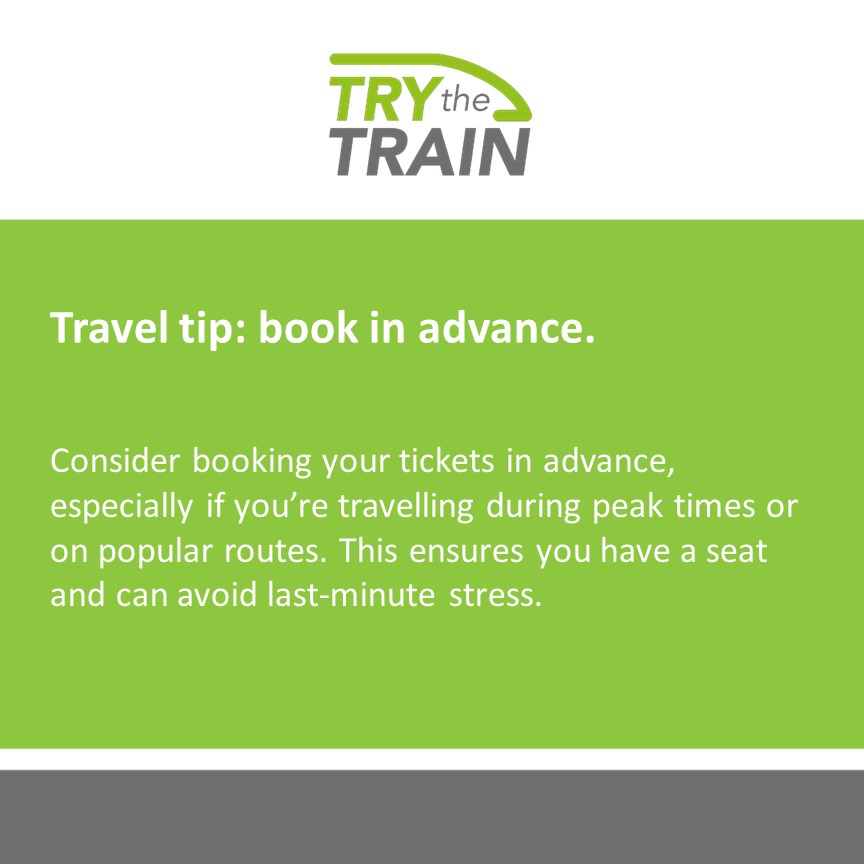 trythetrain's tweet photo. Travel tip: book in advance.

https://t.co/3dQMLLX6Na

#TryTheTrain https://t.co/ffmQ1ExZyR