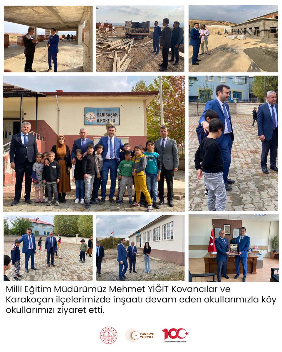 İl Müdürümüz <a href="/mehmetyigitmem/">Mehmet YİĞİT</a> Kovancılar ve Karakoçan ilçelerimizi ziyaret ederek inşaatı devam eden okullarımızla köy okullarımızda incelemelerde bulundu. <a href="/tcmeb/">Millî Eğitim Bakanlığı</a> <a href="/Yusuf__Tekin/">Yusuf Tekin</a> <a href="/omertoraman25/">Ömer Toraman, Doç. Dr.</a>