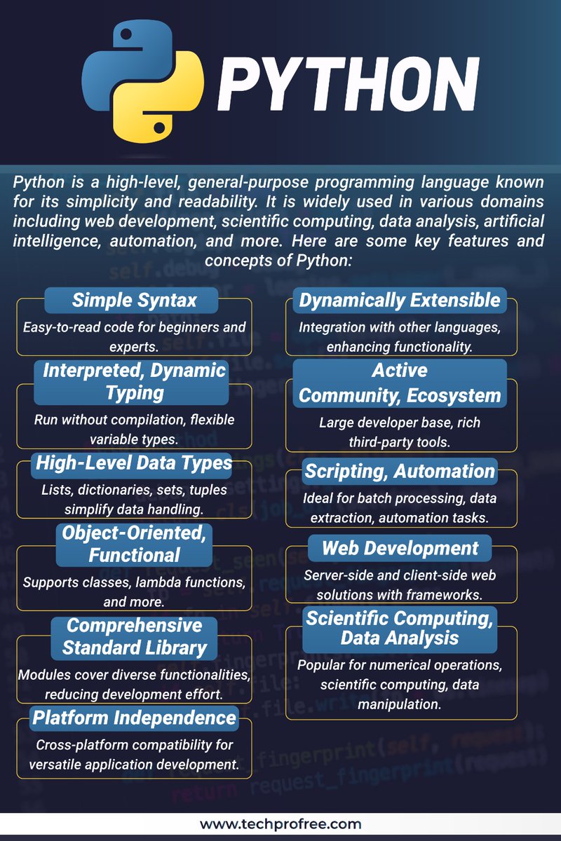 techprofree's tweet image. Python
. #Techprofree #pythonpdfcourse #pythonnotes #programming