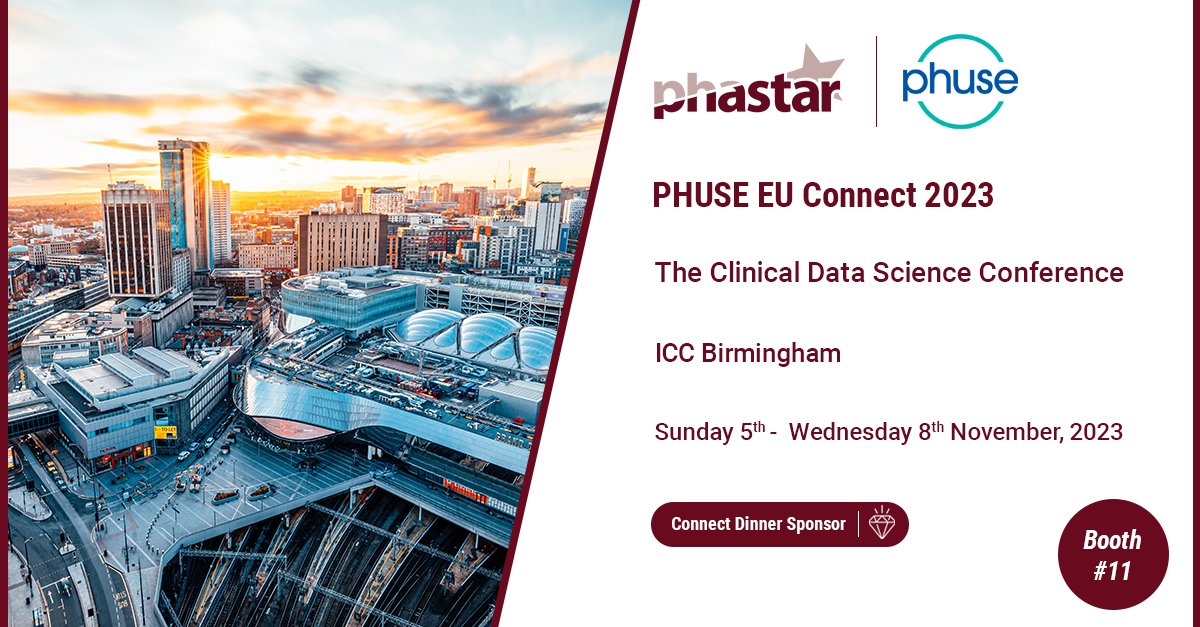 TeamPhastar's tweet photo. Team #Phastar is gearing up for the #PHUSE EU Connect conference in Birmingham that starts this weekend! If you haven’t already why not book a meeting with our experts ahead of the conference via this link: https://t.co/GbMAawGg4U or alternatively come visit us at booth #11. https://t.co/le5dtfSH4Q