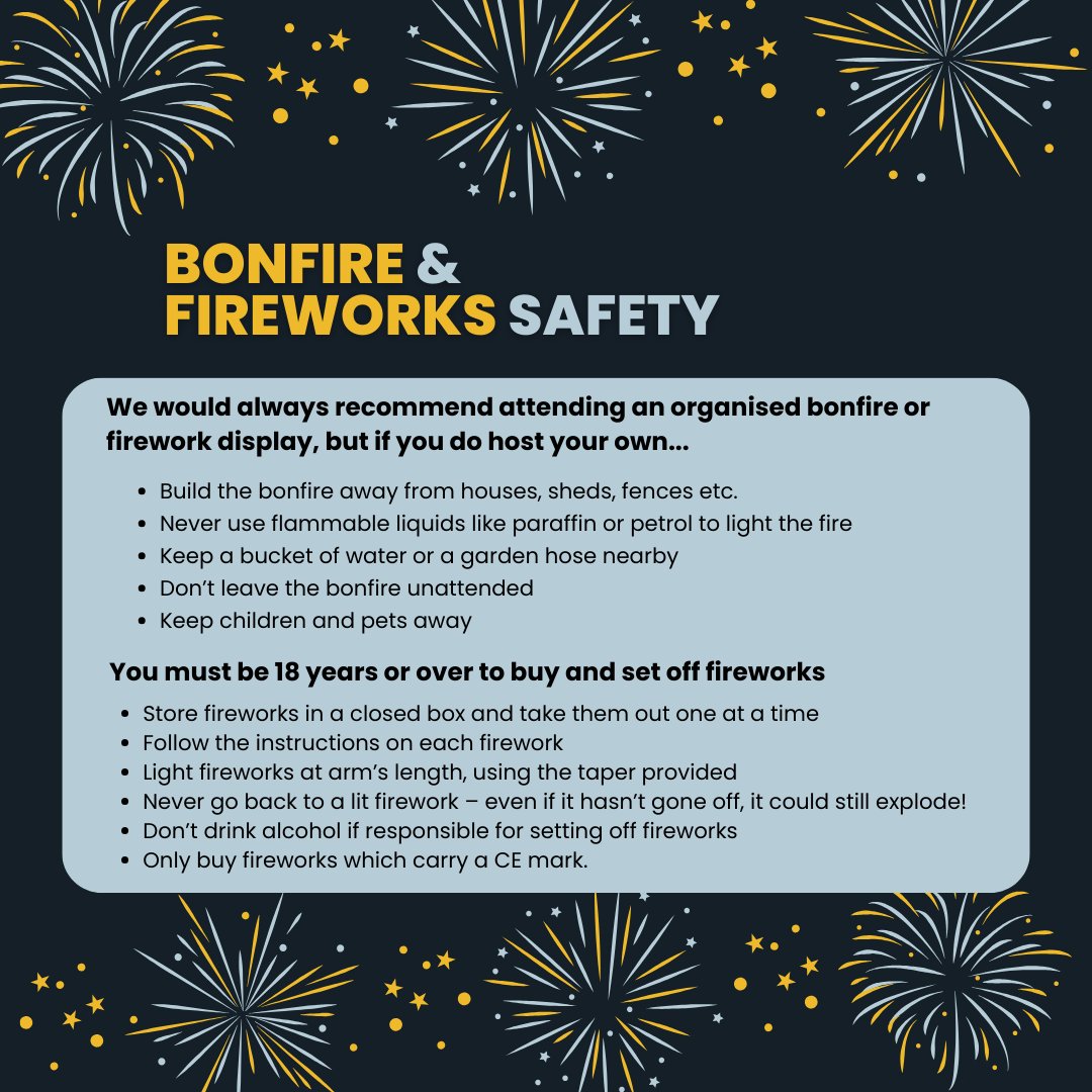 BedsFire's tweet photo. Off to see a  🎆 display or hosting one at home, please take care. We hope that you have fun and stay safe, if you need us we are always here. 

#BonfireNight #Fireworks #WeveGotYourBack https://t.co/Bte7XHd2nj