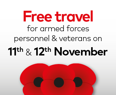 We're offering free travel for armed forces personnel & veterans on 11th & 12th November. Find out more below. ⬇ bit.ly/free-travel-ar…