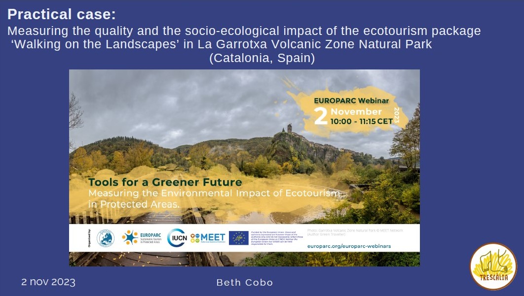 Very happy to participate today in the <a href="/EUROPARC/">EUROPARC Federation</a>  webinar and explain our experience <a href="/trescalia/">TRESCÀLIA</a>  #ecotourism with <a href="/MedEcotourism/">MEET Network</a>  project #garrotxa <a href="/turismegarrotxa/">Associació Turisme Garrotxa</a> #PNgarrotxa <a href="/parcscat/">Parcs de Catalunya</a> <a href="/turismecat/">Turisme</a>