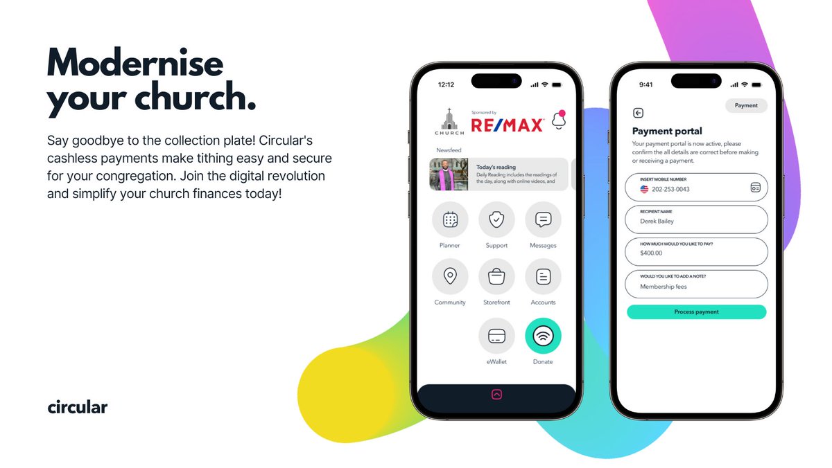 circular_app_'s tweet image. Churches, time to level up! Circular&apos;s cashless payments revolutionize the way you collect donations. Go digital, simplify, and embrace change today. 🏛️ #CashlessTithing #ChurchInnovation