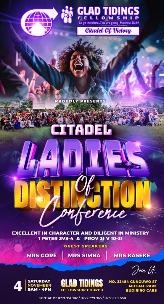 CitadelVictory's tweet photo. Yes yes....

*Ladies...It's happening this Saturday. Be there and Be Blessed!!*🔥🔥🔥

#LadiesofDistinction
#ExcellentinCharacter
#DiligentinMinistry
#Conference
#CitadelofVictory https://t.co/buSDJ0BhpJ