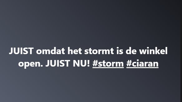 videorveer's tweet photo. Voor iedereen die de storm des doods durft te trotseren om zijn/haar/hullie pakje op te halen of te versturen. Of voor een frisse damp, koele film, goedkope sneakers, money transfers etc..etc..etc.. Speciaal voor JULLIE!

Winkel open 12uur-19uur.

#Stormciaran #ciaran #wooeeeii https://t.co/EGyq75uC0Y