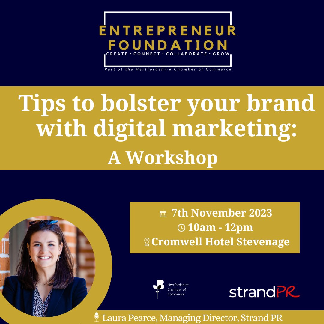 Join us at @Cromwellhotel for a digital marketing workshop with @strandPR! As part of the EF initiative, we are offering this event exclusively to Chamber members looking for marketing information and guidance when setting up a business. Book here➡️bit.ly/SPRH23