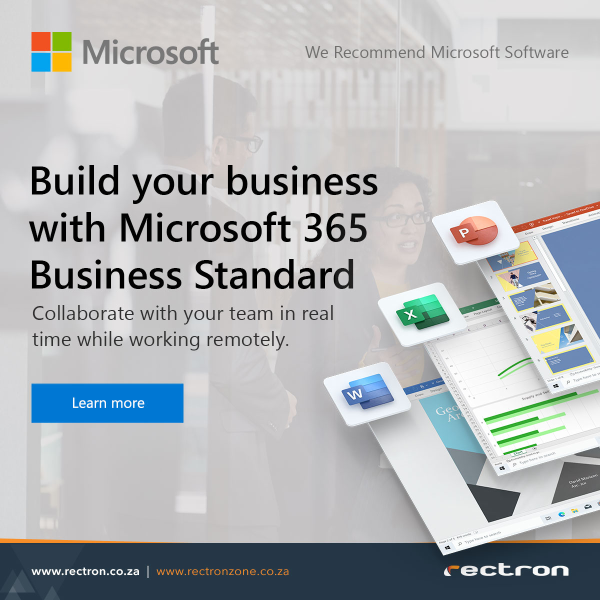 Rectron's tweet photo. Microsoft 365 Business Standard comes with desktop apps that help you be more efficient, keep your work secure and collaborate with your teams in real time, while working remotely.
Speak to a consultant Today: esd@rectron.co.za
#rectron #microsoft365 #microsoft https://t.co/OMt1AwYPPw