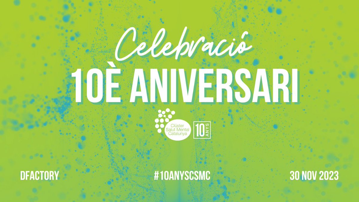 SalutMentalCat's tweet photo. ⏳ #10AnysCSMC (@ClusterSalutMen) comença el compte enrere!
🤗 Acompanyan's el 30/11 amb activitats molt especials:
🔹espai expositiu
🔹presentació nova marca
🔹entrega #PremisCSMC
🔹espai networking
➕altres sorpreses 💫
▶ nit inoblidable 🌛
Inscriu-te! https://t.co/Bkwp1QGaeu