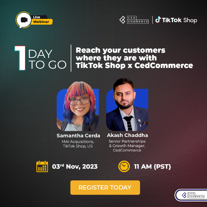 cedcommerce's tweet photo. Get ready for our new webinar, “Reach your customers where they are with @TikTok Shop x CedCommerce,” happening tomorrow. And, avail of the First 20 orders FREE with #TikTokshop Connector by #CedCommerce.

Register today for the LIVE webinar: https://t.co/zcC5G6ge9e
#freewebinar https://t.co/yHQVulGu8U