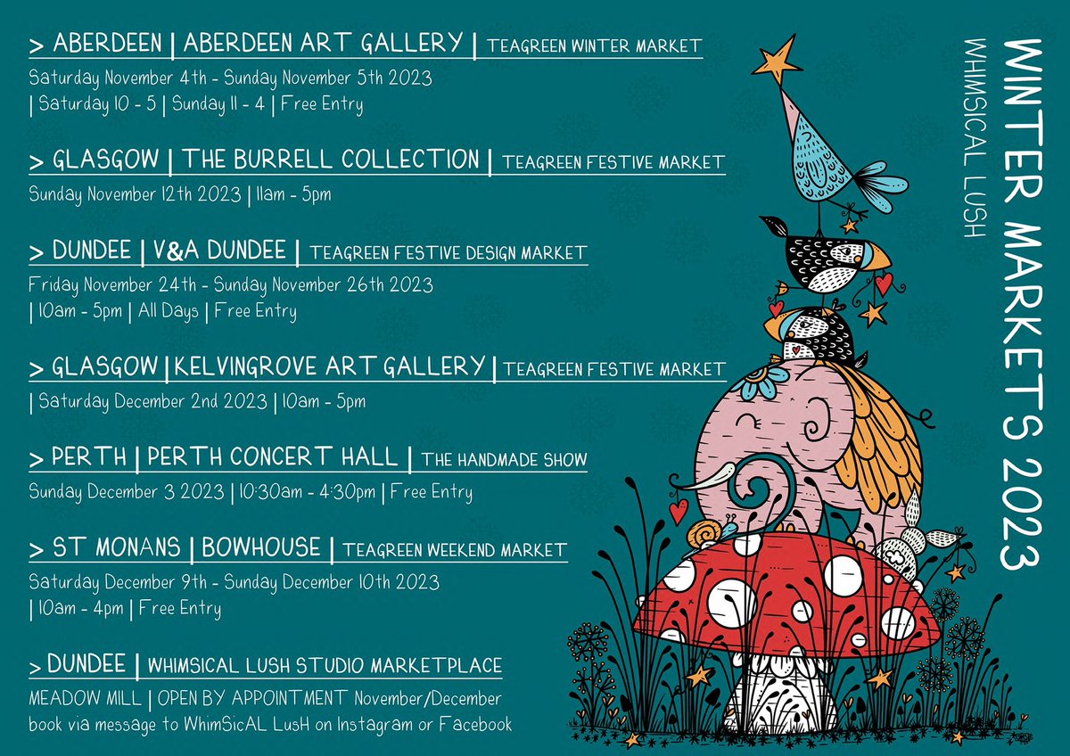 My first winter market of the season is THIS WEEKEND at  #AberdeenArtGallery <a href="/AbdnArtMuseums/">Aberdeen Archives, Gallery & Museums</a> with <a href="/TeaGreenEvents/">TeaGreenEvents</a> 

🍄 I’ll have some brand new makes with me too, like these toadstool purses. 

❄️ Can’t believe it’s that time already! Excited to see you all again.

#Aberdeen