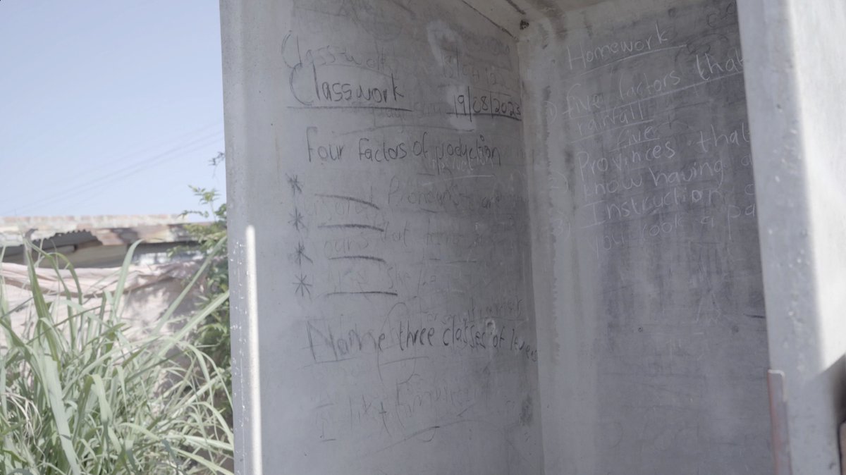 jarrydbekker's tweet photo. Kids share their daily homework tasks in an abandoned public toilet, Olievenhoutbosch https://t.co/RCEfmhJUoi