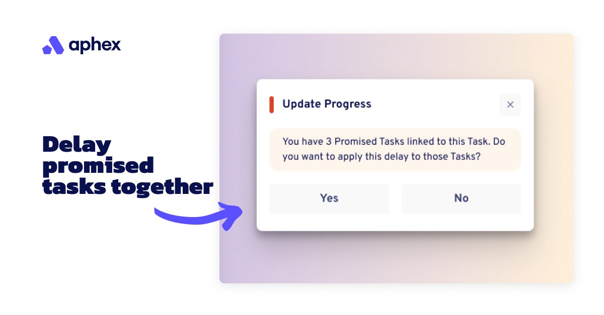 AphexHQ's tweet image. 🎉 Pass on delays to promised tasks 🎉 

Now, when you add a delay to a promised task, you'll be asked if you want to apply that same delay amount &amp;amp; reason to linked promised tasks.  
hubs.ly/Q026dTQ70

#aphex #construction #logiclink #delay