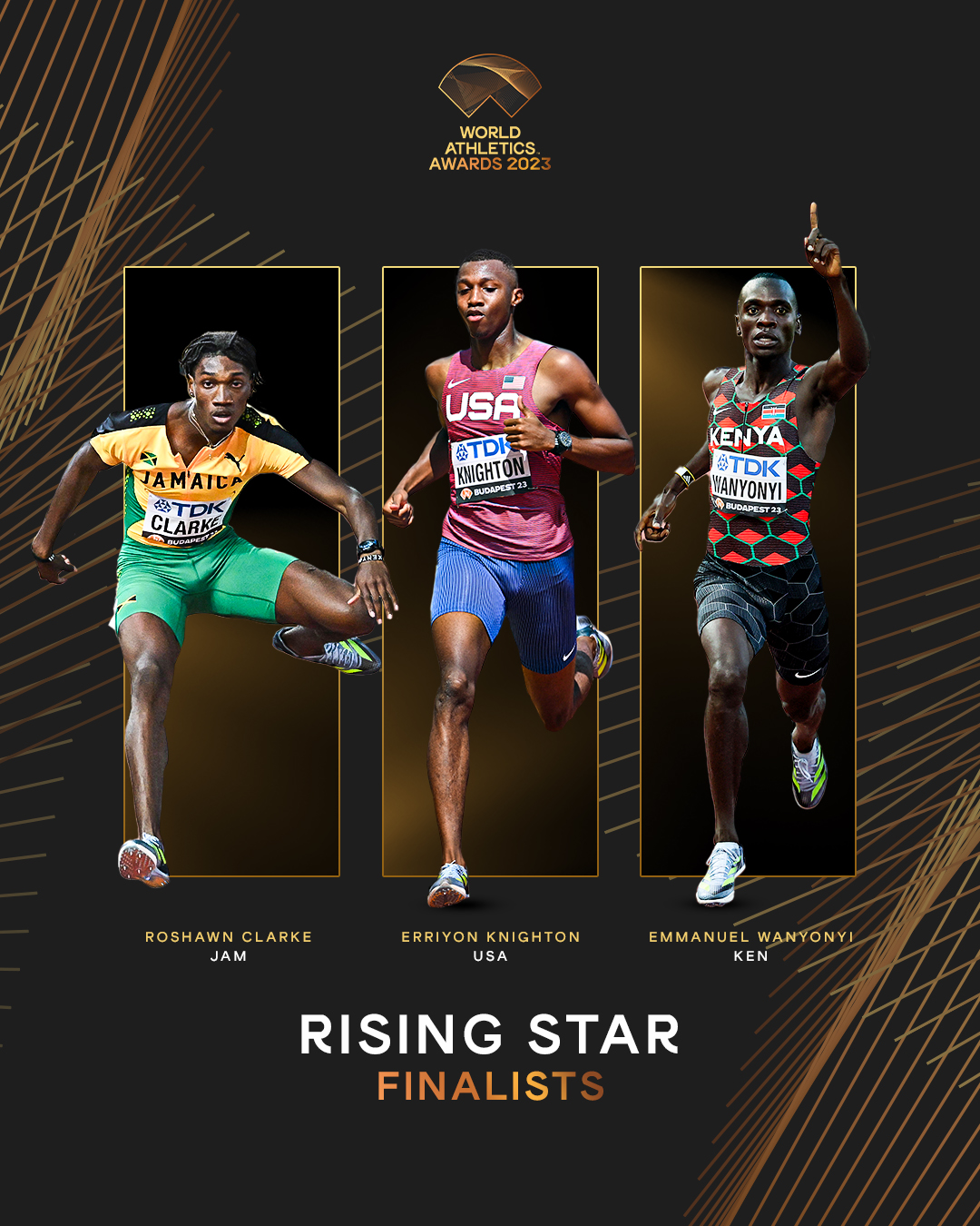 The three finalists for the 2023 Men’s Rising Star Award. 