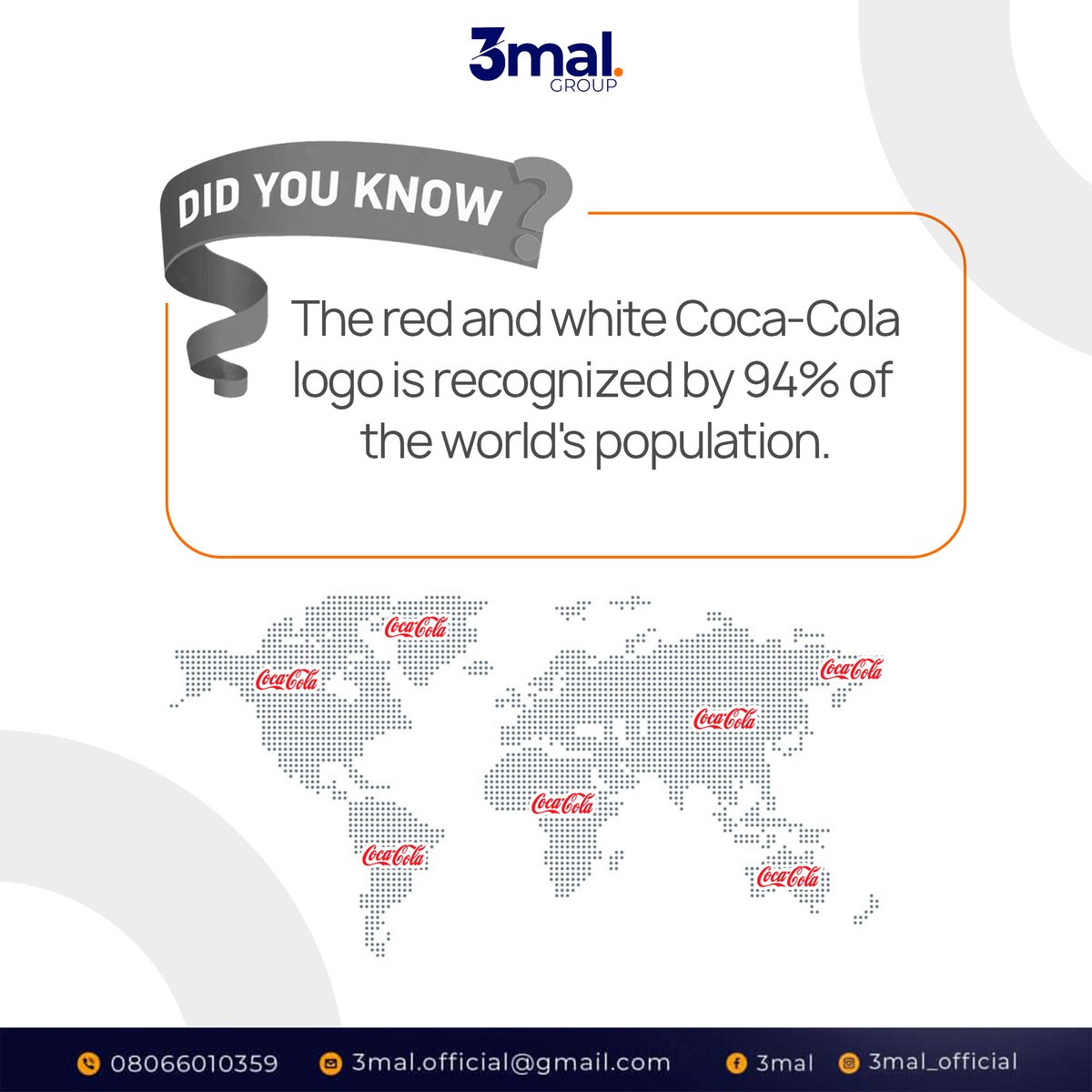 3mal_official's tweet photo. Did you know? The iconic red and white Coca-Cola logo is so universally recognized that it's etched in the minds of 94% of the world's population!
#3mal #mondaymotivation #advertising #advertisingstrategies #branding #contentestrategy #design #explorepage #graphicsdesign https://t.co/6W6CcKgf4e