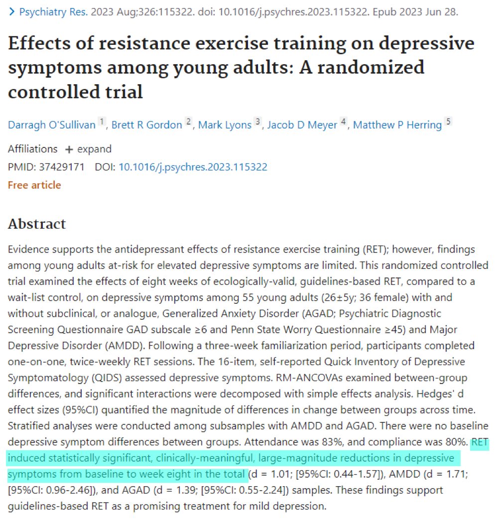 Mangan150's tweet photo. Resistance training could kill depression in 8 weeks. 

Physical heath = mental health. https://t.co/vbEh5o3NIZ