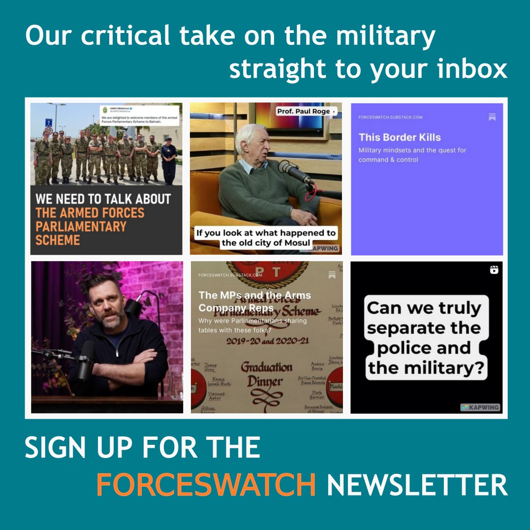 ForcesWatch's tweet photo. Here at ForcesWatch we've been working hard to bring subscribers and supporters a newsletter that cuts through the pro-military bent of legacy media outlets. Now we want to share that with you.

So, why not give it a try FOR FREE at the following link👉https://t.co/AfJ9O5PVUK https://t.co/abLicumbAi