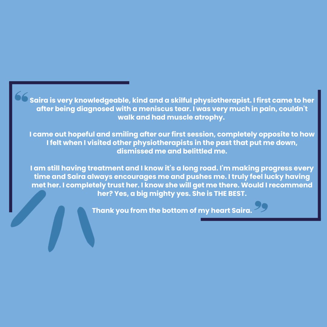 👏 Amazing feedback, well done Saira! 👏

#patientfeedback #physiotherapy #physiotherapist #PurePhysiotherapy
