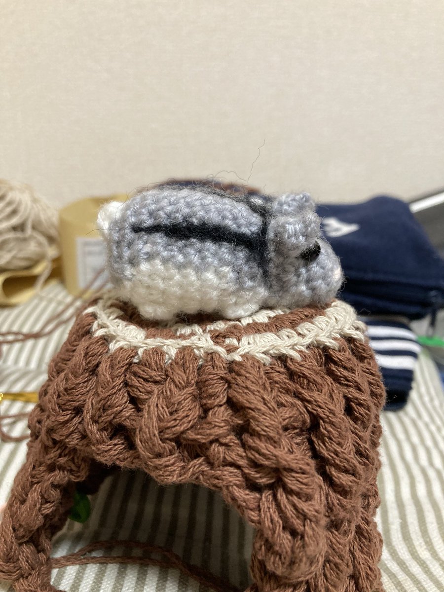 sumatra250g's tweet photo. @saorinknit フォローありがとうございます😊
こんな感じです。うちの子、しっぽが白かったので白にしました。
今🏠も作成中です。 https://t.co/yl775a5Jf7
