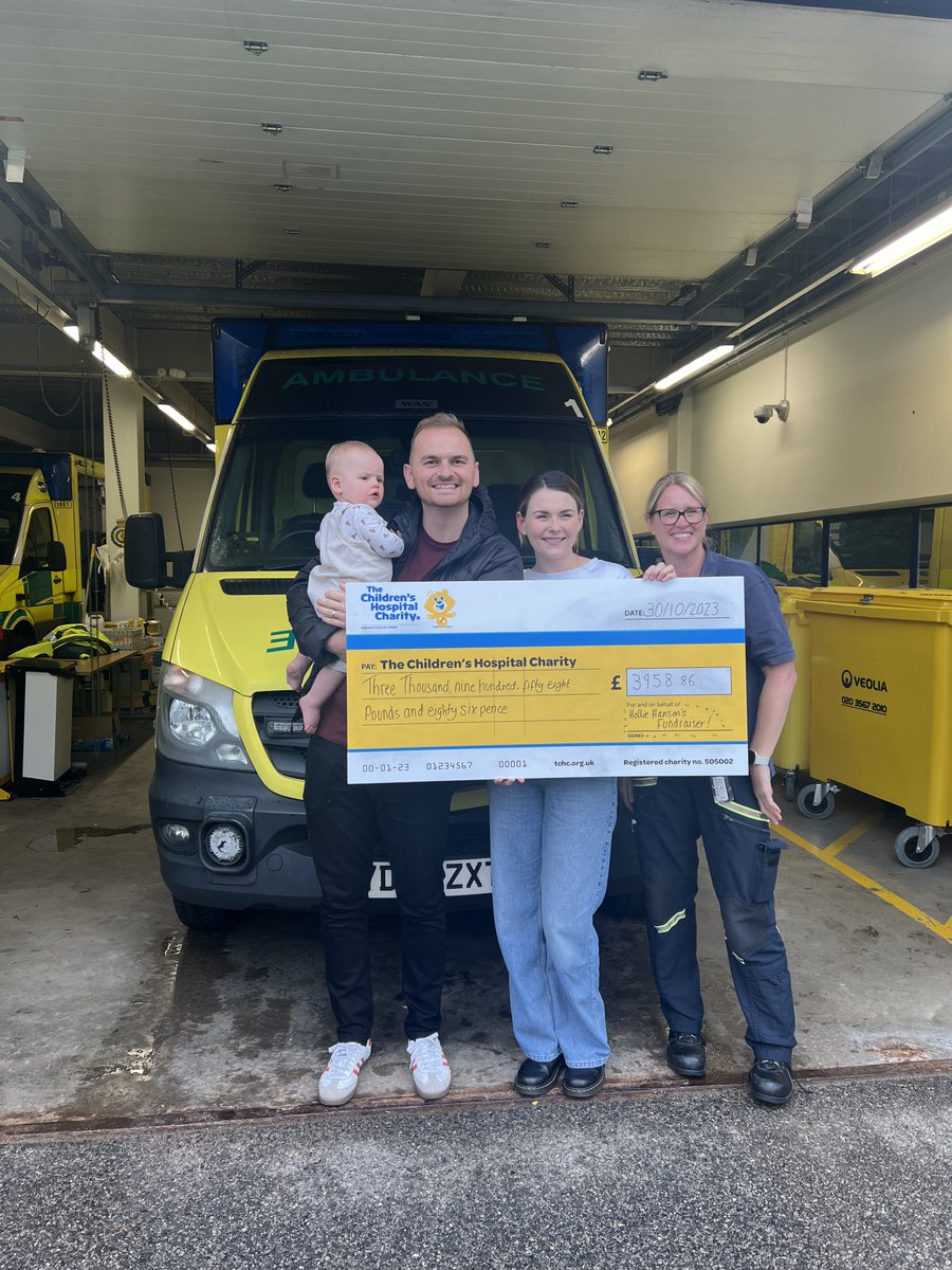 The Hanson family visited us this week to present a cheque after fundraising over the past year. Their son was transported by Embrace when he was 4 weeks old from Scarborough to Leeds, they were also reunited with Nurse Jo who they thanked for her support and care at the time.