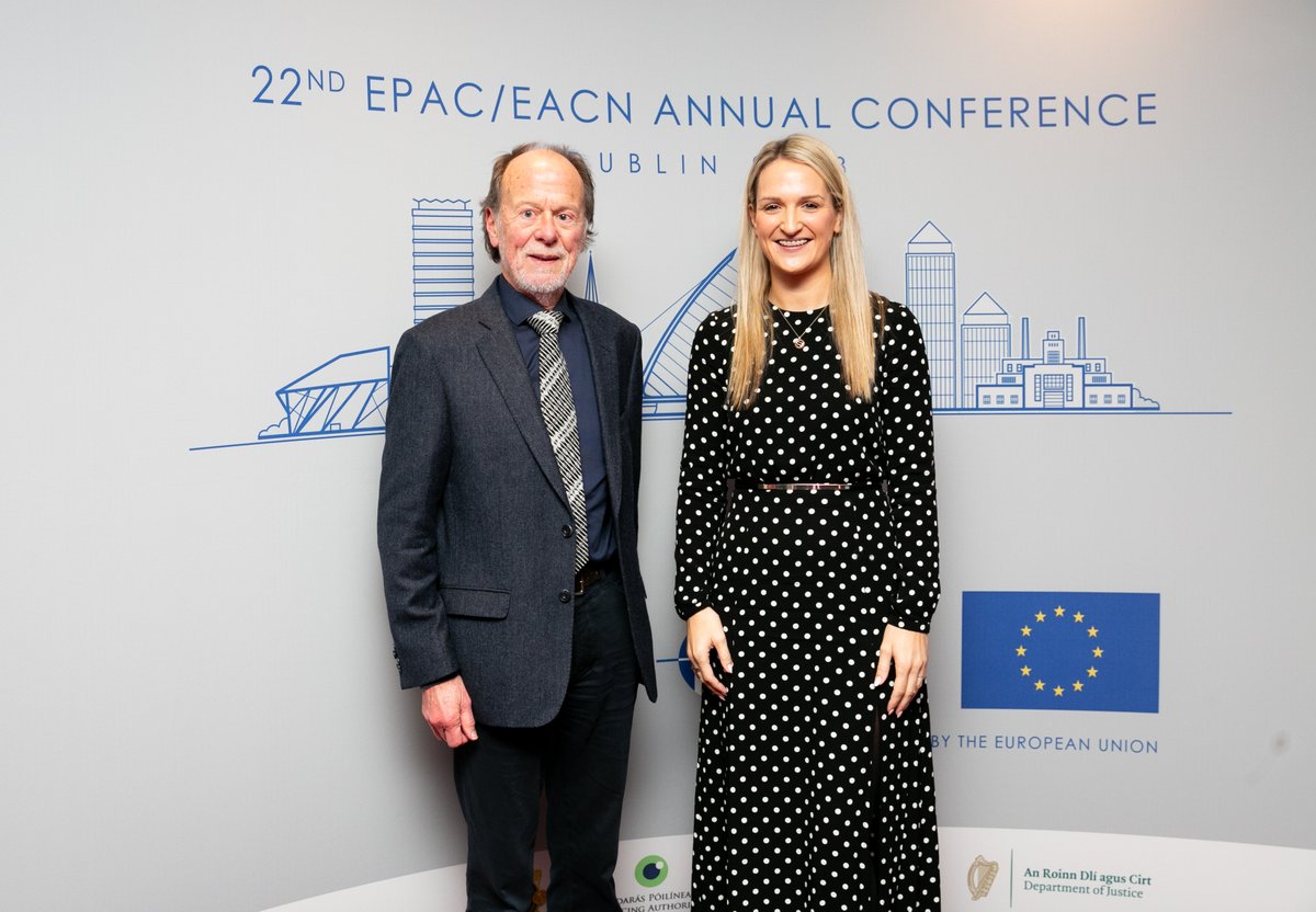 GardaOmbudsman's tweet image. Minister for @DeptJusticeIRL Helen McEntee @HMcEntee and Bob Collins, Chairperson of @PolicingAuthIRL at #EPACEACN23 earlier today.