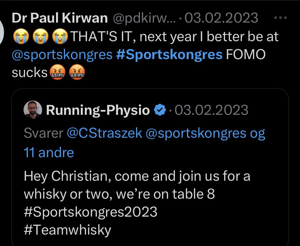THROWBACK THURSDAY
Ohh no!! THAT fear of missing out 😭 
Last years edition of #Sportskongres was sold out, remember to register before it is too late. The people going are awesome and the atmosphere is terrific 🤩

#tbt #Sportskongres2023 #FoMo #registernow