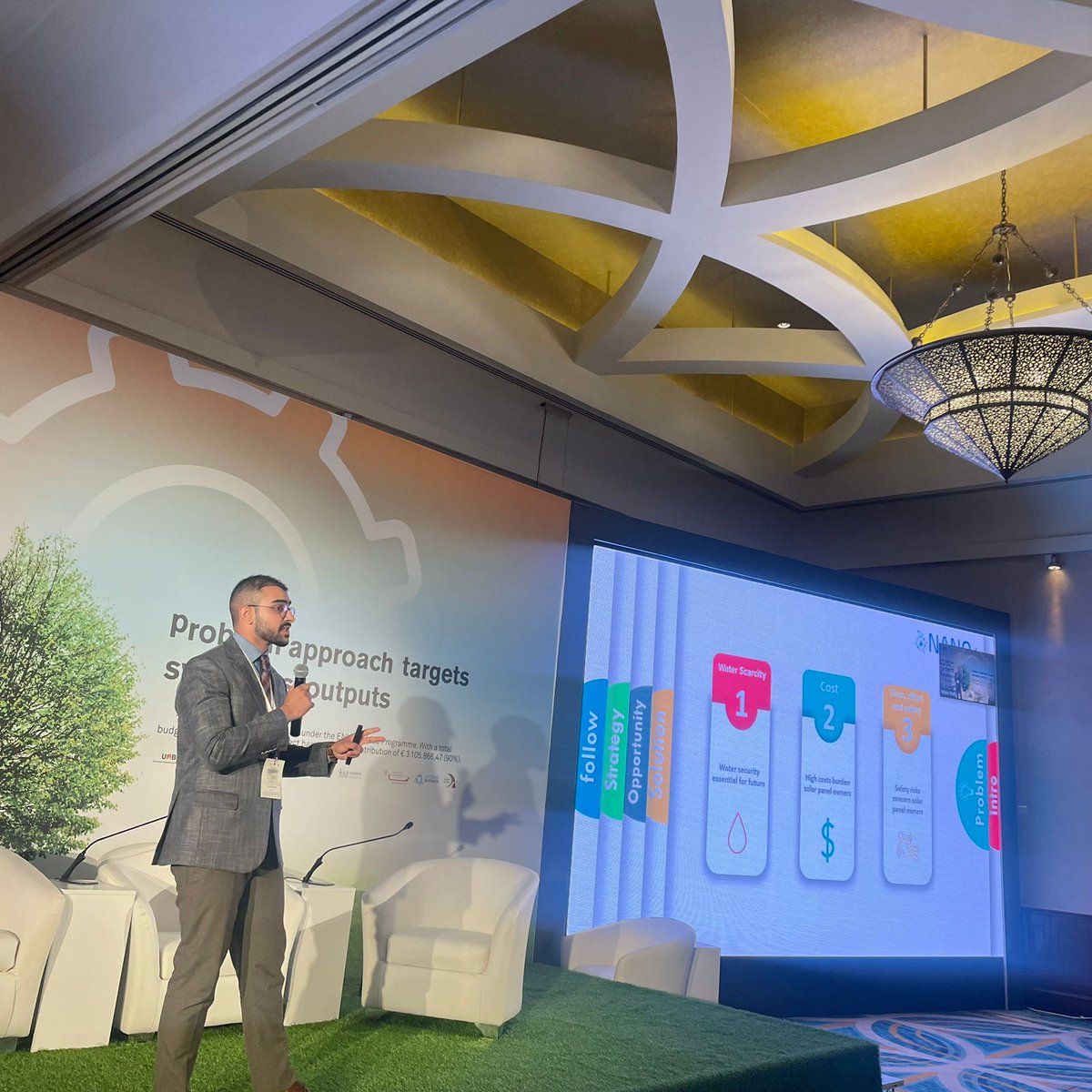 🔬Hussam Manaseer and his partner are about to present NANO+ Startup. #JES2023 #NANO+Startup #Innovation #gomed <a href="/nex_labs/">NEX-LABS</a>