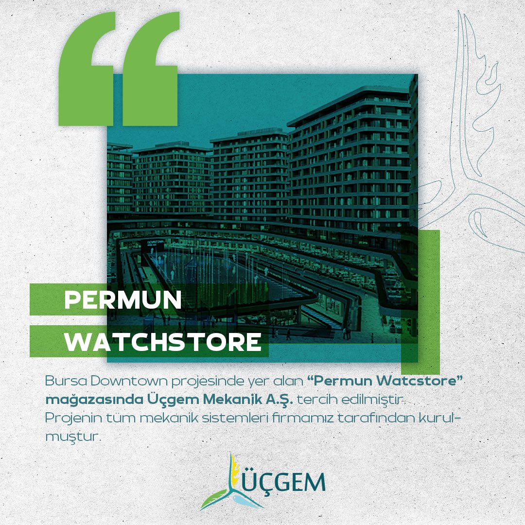 ucgemm's tweet photo. Bursa Downtown projesinde yer alan "Permun Watcstore" mağazasında Üçgem Mekanik A.S. tercih edilmiştir.
Projenin tüm mekanik sistemleri firmamiz tarafindan kurulmuştur.

#ucgem #mekanik #enerjidogamızdavar https://t.co/U2K1Deu73a